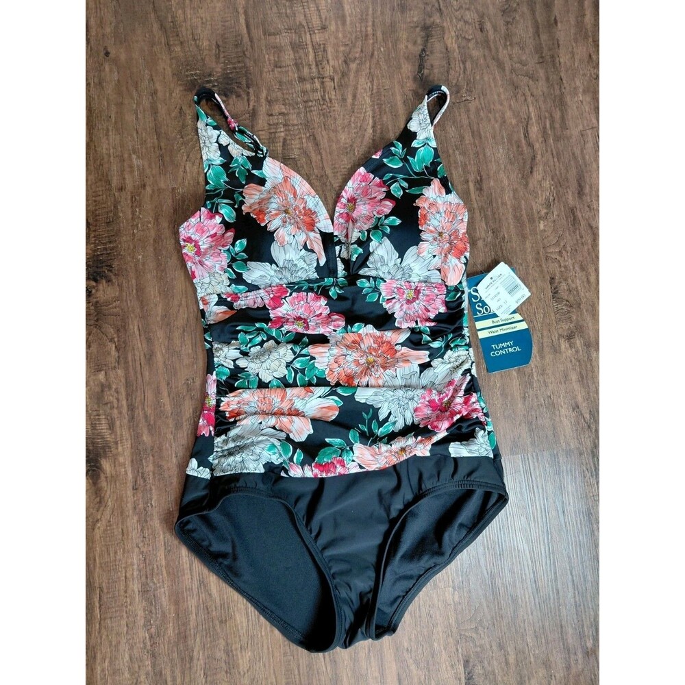 Shape Solver Women's Tummy Control,Bust Support,Waist Minimizer Swimsuit Size 12